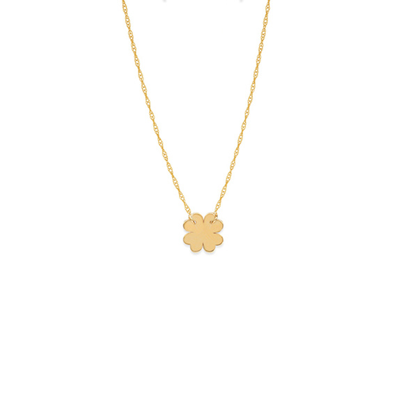 14K Solid Gold Mini Clover Cut Out Necklace